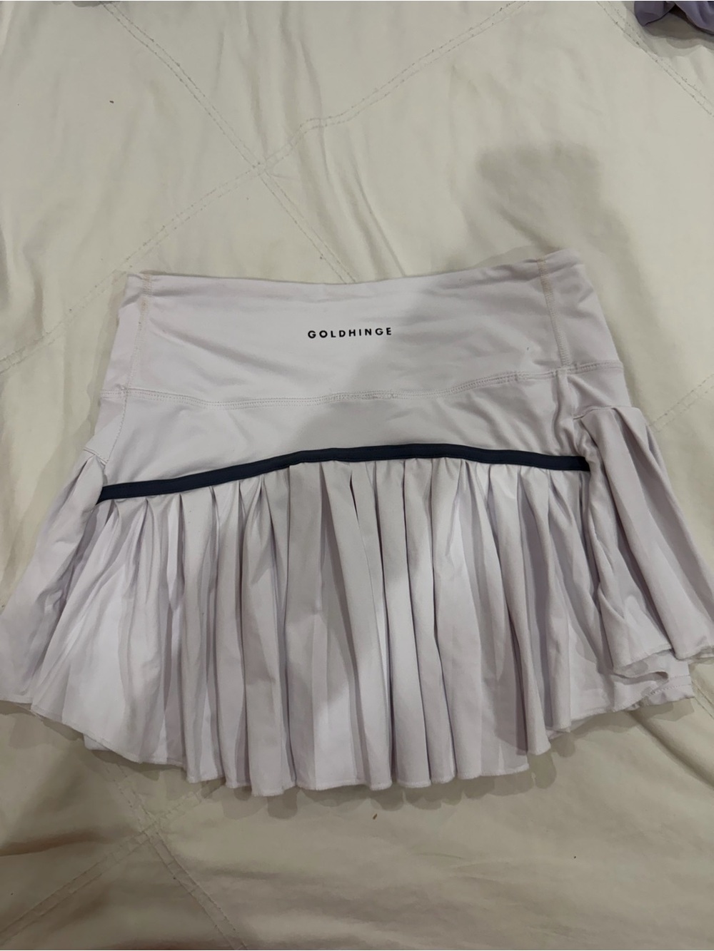 Goldhinge White Pleated Tennis Skirt with Contrast Trim